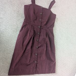 Burgundy Button-Down Dress